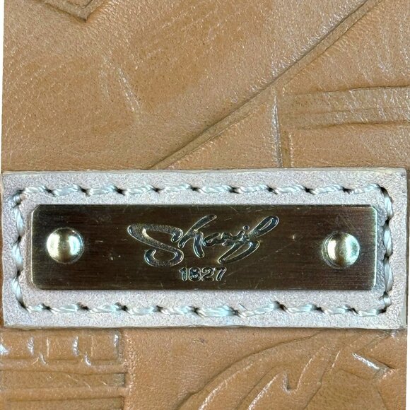 Sharif Legacy Hieroglyphic Egyptian Leather Satchel with Bamboo Handles - New - Picture 11 of 16